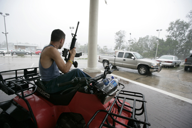 Guarding against looters during Hurricane Gustav in Houma, La